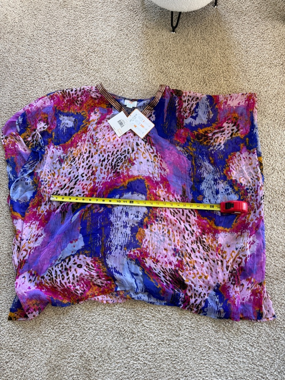 NWT Sol & Mer Vibrant Multi-ColorPrint Lightweight swim cover up ONE SIZE